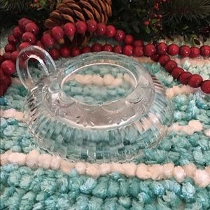 Vintage Clear Glass Crystal Candle Holder w/Handle